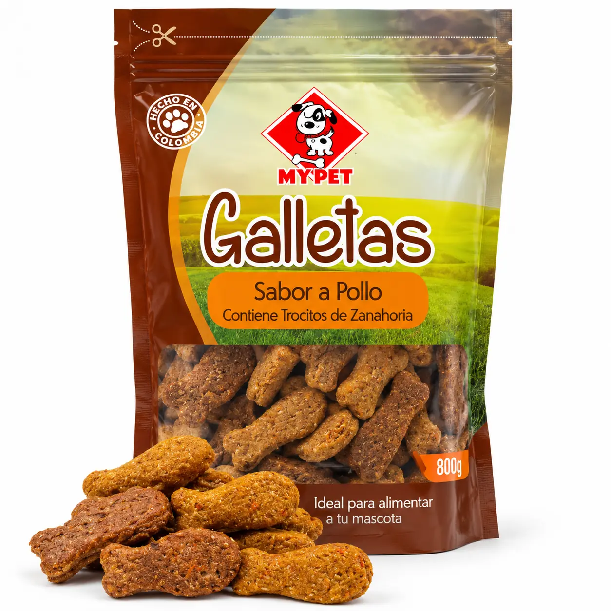 Galletas de pollo y zanahoria My Pet, presentación de 800 gr, galletas para perros