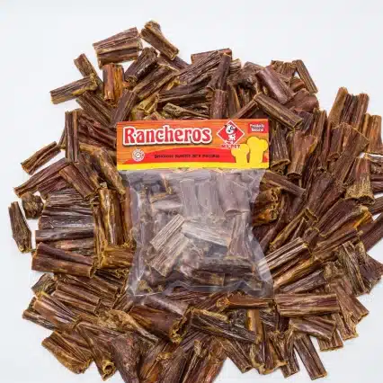Rancheros My Pet, presentación de 90 gr, en su empaque, snack natural deshidratado para perros