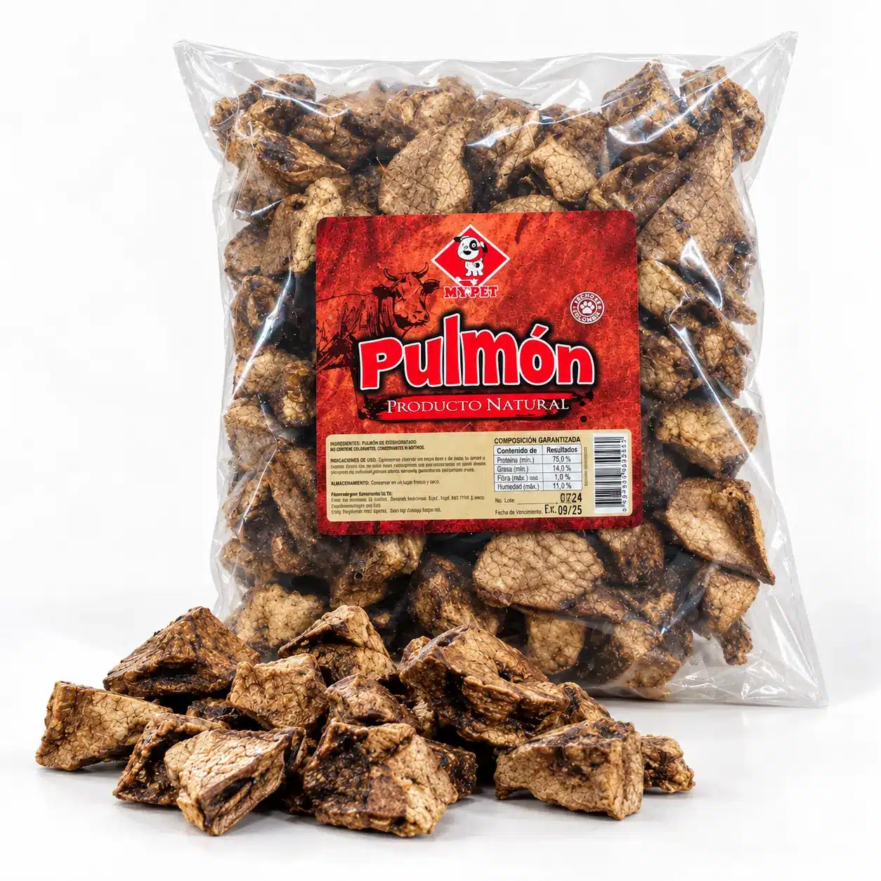Pulmón de res deshidratado My Pet, bolsa de 450 gramos
