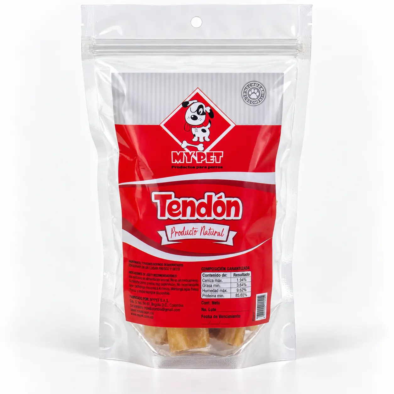Tendones My Pet, bolsa de 100 gramos de tendón de res deshidratado para perros